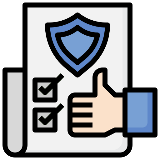 Illustration of hand holding clipboard with shield and check mark symbol. Illustration of hand holding clipboard with shield and check mark symbol.