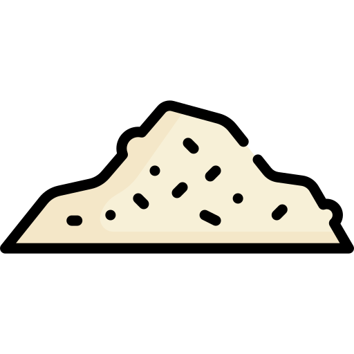 A minimalistic icon showing a mound of off-white granulated powder supplement A minimalistic icon showing a mound of off-white granulated powder supplement