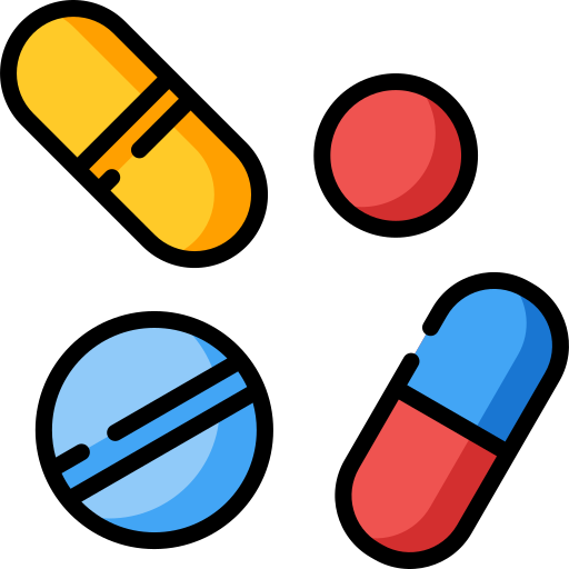 A graphic of four individual pills in different shapes and colors. A graphic of four individual pills in different shapes and colors.