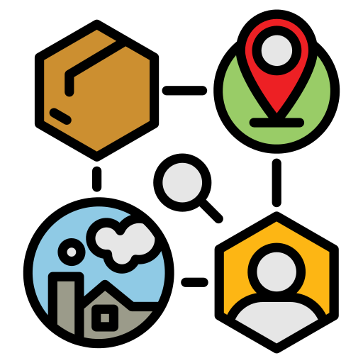 Illustration with 4 icons depcting effective supply chain Illustration with 4 icons depcting effective supply chain
